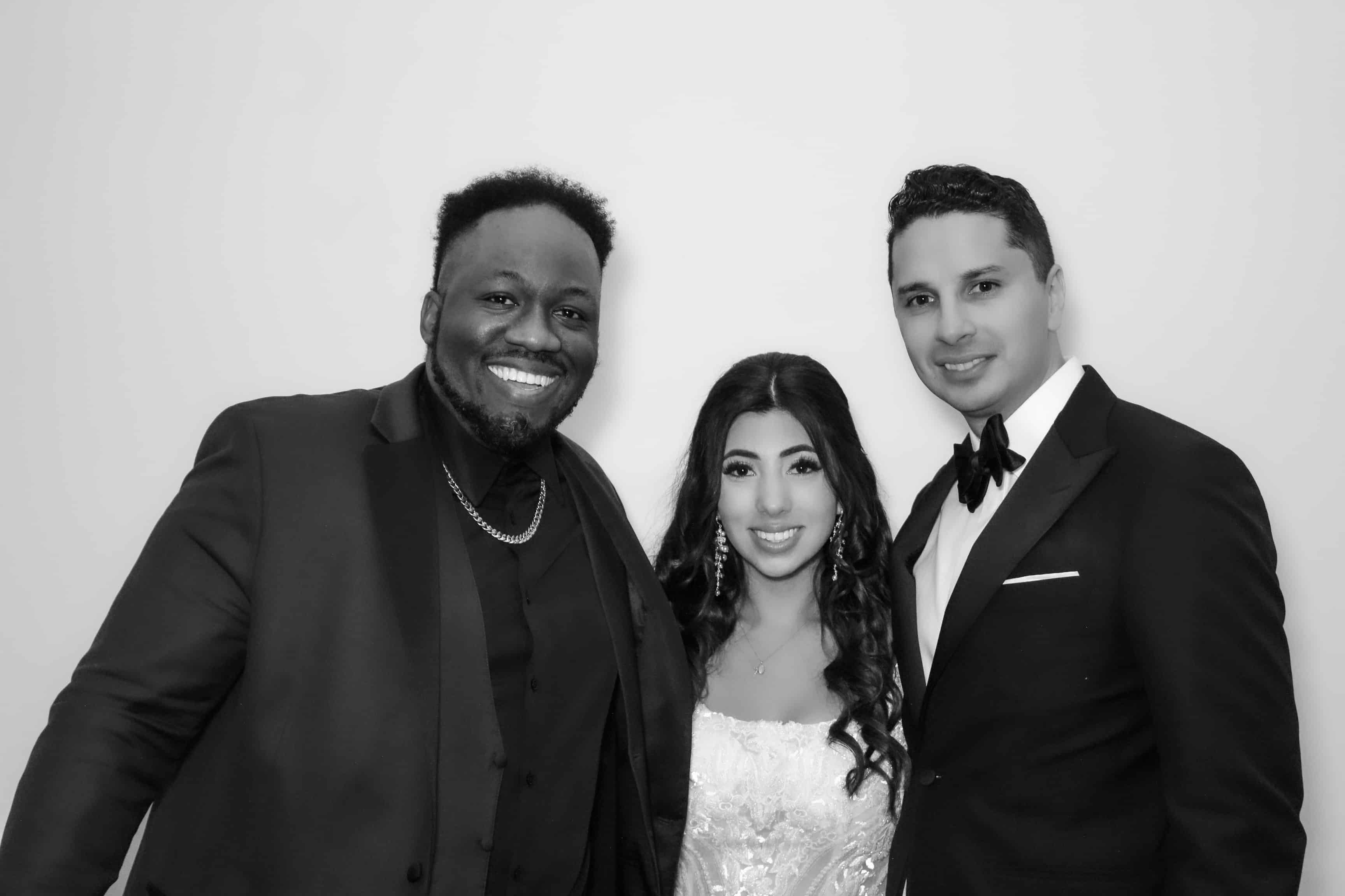 Black and white glam photo booth portrait
